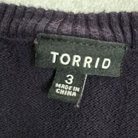 Torrid Sweater Womens 3 Long Sleeve Black Embroidered Heart Rose Lips Bird - Picture 7 of 11